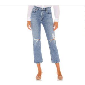 Agolde Wilder High Rise‎ Straight Jeans Blue Whiplash Distressed Size 26